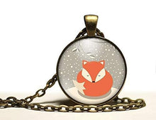 Charger l'image dans la galerie, Collier cabochon, collier "renard" illustré, bronze (ref.96)
