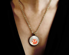 Charger l'image dans la galerie, Collier cabochon, collier "renard" illustré, bronze (ref.96)