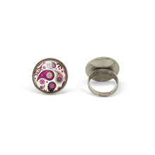 Charger l'image dans la galerie, Bague Cabochon "Paisley" , argenté (ref.88a)