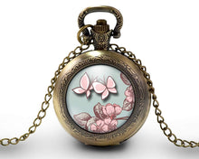 Charger l'image dans la galerie, Montre gousset, Papillon "Papillon Rose", bronze (ref.44)