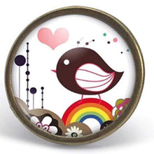 Charger l'image dans la galerie, Bague cabochon, Bague illustrée petite fille, "pluie de coeurs", bronze (ref.84-1)