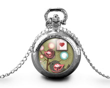 Charger l'image dans la galerie, Montre gousset  Oiseau "oiseaux amoureux"     argenté (ref.48a)