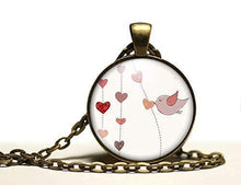 Charger l'image dans la galerie, Collier Cabochon, Collier Petite Fille Illustré, "pluie De Coeurs", bronze