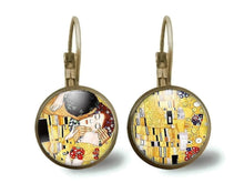 Charger l'image dans la galerie, boucles d'oreilles cabochon Klimt "Le baiser"  (ref.13)