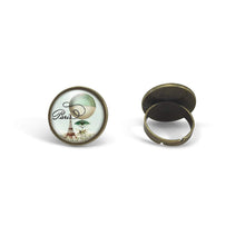 Charger l'image dans la galerie, Bague Cabochon "Paris souvenir", bronze (ref.98)