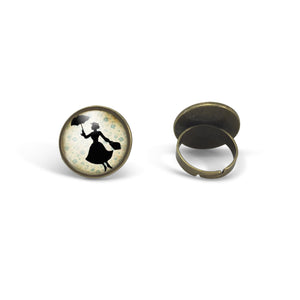 Bague cabochon"Mary Poppins, bronze (ref.95)