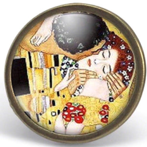 Bague Cabochon - Klimt "Le Baiser" ,  bronze (ref.13)