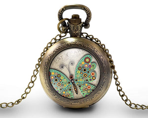 Montre gousset papillons "la carte postale", , bronze (ref.87)