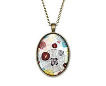 Charger l&#39;image dans la galerie, Collier Cabochon Fleur &quot;Fleurs abstraites&quot;,  bronze (ref.21)