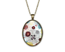 Charger l&#39;image dans la galerie, Collier Cabochon Fleur &quot;Fleurs abstraites&quot;,  bronze (ref.21)