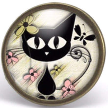 Charger l&#39;image dans la galerie, Bague cabochon &quot;Le Chat printanier&quot;, bronze (ref.71)