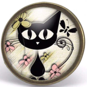 Bague cabochon "Le Chat printanier", bronze (ref.71)