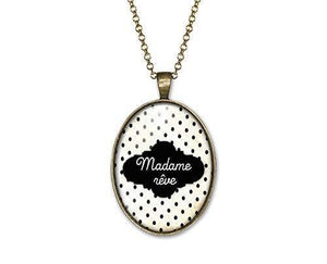 Collier Cabochon, Nuage, Rêve "madame Rêve B"  bronze (ref.40)