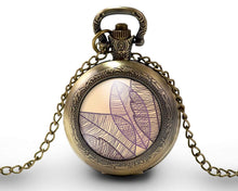 Charger l&#39;image dans la galerie, Montre gousset  Feuille &quot;Feuilles Violettes&quot; , bronze (ref.45)