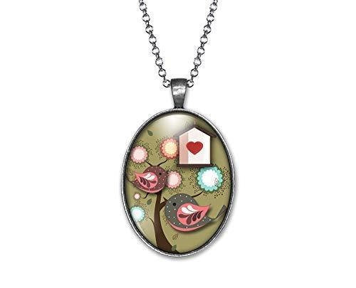 Collier Cabochon Oiseau 