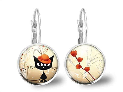 Boucles d'oreilles Chat Cabochon 