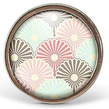 Charger l&#39;image dans la galerie, Bague Cabochon - Fleurs &quot;Fleurs Japonaises&quot; , argenté (ref.16a)