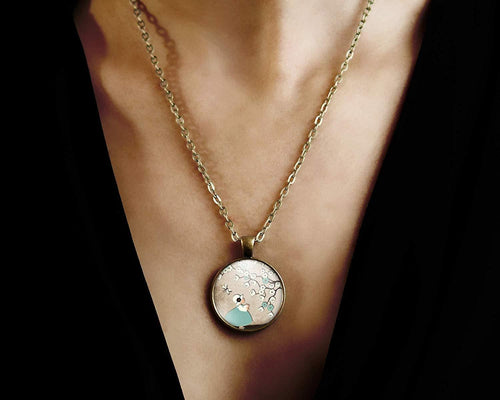 Collier cabochon, collier illustré 