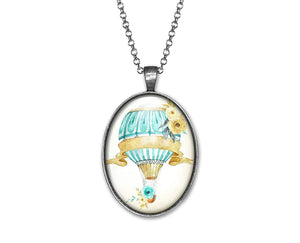 Collier Cabochon Ballon "ballon doux", argenté(ref.18a)