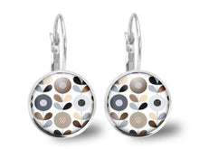 Charger l&#39;image dans la galerie, Boucles d&#39;oreilles Fleur Cabochon &quot;Fleurs d&#39;automne&quot;  , argenté (ref.22a)