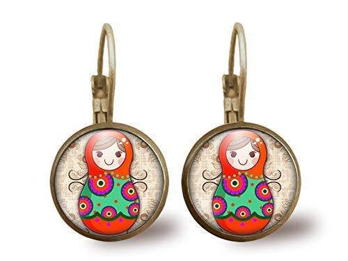 Boucles d'oreilles cabochon, matryoshka, 