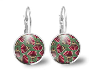 Boucles d'oreilles Cabochon en Cire "Cire Africaine" argenté (ref.24a)