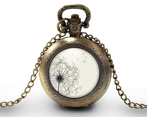 Montre gousset, "pissenlits", femme cadeau de noel     bronze (ref.91)