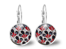 Charger l&#39;image dans la galerie, Boucles d&#39;oreilles Fleur Cabochon &quot;Fleurs modernes&quot;  , argenté (ref.52a)