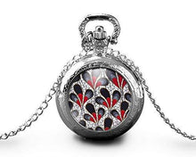 Charger l&#39;image dans la galerie, Montre gousset  Fleur &quot;Fleurs modernes&quot;     argenté (ref.52a)
