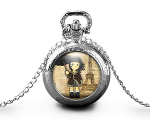 Montre gousset  Petite Fille, Parapluie "La Petite Fille à Paris"