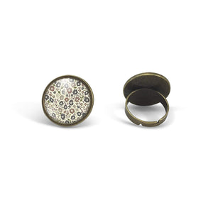 Bague Cabochon - Fleurs "Belles Fleurs" ,  bronze (ref.11)