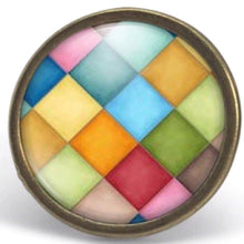 Charger l&#39;image dans la galerie, Bague Cabochon - Diamant &quot;arlequin&quot; ,  bronze (ref.5)