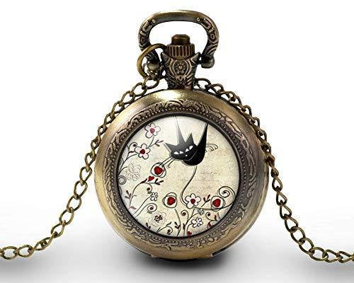 Montre gousset  Chat, Fleur 