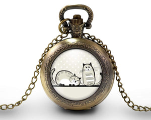 Montre gousset "Les deux chats",   bronze (ref.77)