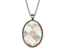 Charger l&#39;image dans la galerie, Collier Fleurs Cabochon &quot;Fleurs Japonaises&quot; -   Argent Antique (ref.16a)