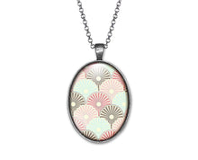 Charger l&#39;image dans la galerie, Collier Fleurs Cabochon &quot;Fleurs Japonaises&quot; -   Argent Antique (ref.16a)