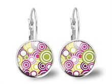 Charger l&#39;image dans la galerie, Boucles d&#39;oreilles Cabochon &quot;Les Années 70&quot;, argenté (ref.3)