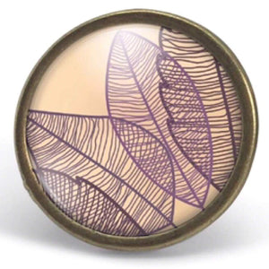 Bague Cabochon - Feuille "Feuilles violettes", bronze (ref.45)