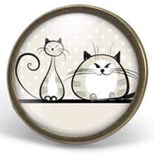 Charger l&#39;image dans la galerie, Bague cabochon, bague illustrée &quot;Les deux chats&quot;,  bronze (ref.77)