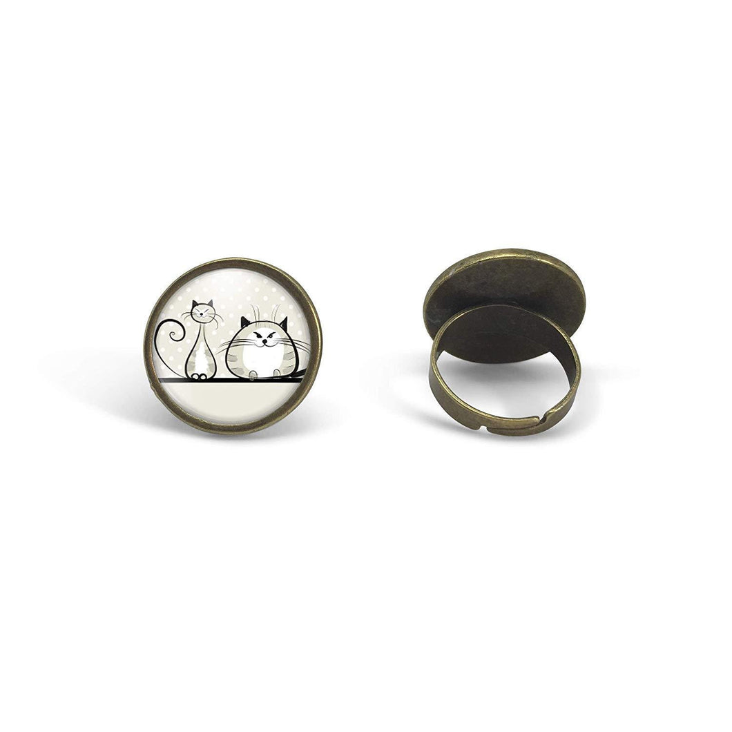 Bague cabochon, bague illustrée 