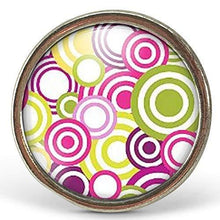 Charger l&#39;image dans la galerie, Bague Cabochon - Pois &quot;seventies pop&quot;, argenté (ref.3a)