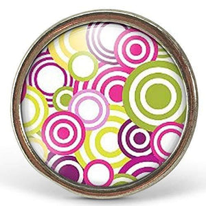Bague Cabochon - Pois "seventies pop", argenté (ref.3a)
