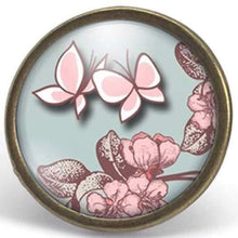 Charger l&#39;image dans la galerie, Bague Cabochon, Papillon &quot;Papillon Rose&quot; -   bronze (ref.44)