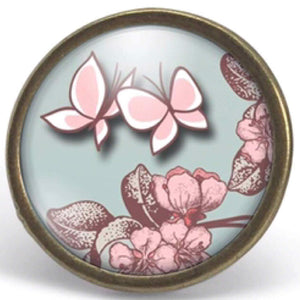 Bague Cabochon, Papillon "Papillon Rose" -   bronze (ref.44)