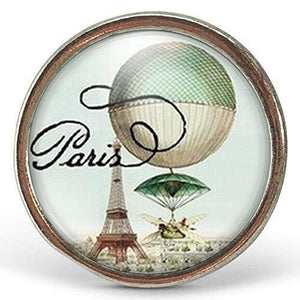 Bague Cabochon "Souvenir de Paris",   argenté (ref.98a)