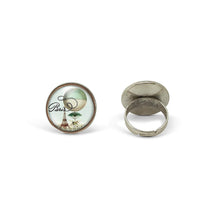 Charger l&#39;image dans la galerie, Bague Cabochon &quot;Souvenir de Paris&quot;,   argenté (ref.98a)