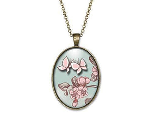 Collier Cabochon, Papillon "Papillon Rose" bronze (ref.44)