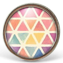 Charger l&#39;image dans la galerie, Bague Cabochon, Triangles &quot;Couleurs Heureuses&quot; -   argenté (ref.4a)