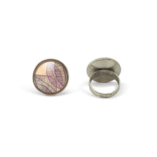 Charger l&#39;image dans la galerie, Bague Cabochon - Feuille &quot;Violet Feuilles , argenté (ref.45a)