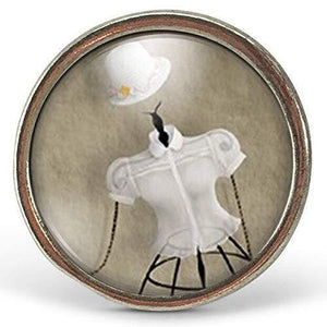 Bague Cabochon, Ciseaux, Mannequin "La couturière"   argenté (ref.41a)